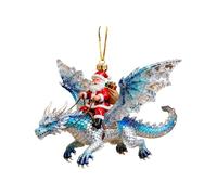 4 PCS Dragon Ornaments for Christmas Tree - Santa Riding a Flying Dragon Hanging Decoration, 2D Acrylic Holiday Pendant, Seasonal Décor, Christmas Ornaments For The Home, Ceiling, Shelf, Bookshelf Car