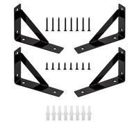 4 Pcs Escuadras Malicas, Soportes para Estantes, Soporte Estanteria, Soporte Triangular Escuadra Metalica ángulo, Escuadras para Estanterias Estanterías de Pared, Negro, 150 x 100 mm