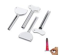 4 Pcs Exprimidor Pasta de Dientes, Exprimidor Tubos Pasta Dientes, Exprimidor de Tubos Metálico con Agujeros para Crema, Pintura, Pigmento, Exprimidor de Pasta de Dientes de Metal, 8*3,5cm(Plateado)