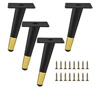 4 Pcs Furniture Legs, Modern Metal Table Legs,Cabinet Legs, Black/Gold Furniture Feet, DIY Replacement Furniture Legs, with Screws and Protective Feet,GoldBlack-45cm(17.7in)