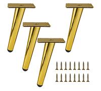 4 Pcs Furniture Legs, Modern Metal Table Legs, Oblique Sofa Legs, Cabinet Legs, DIY Replacement Furniture Legs, with Screws and Protective Feet,Gold-60cm(23.6in)