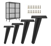 4 Pcs Furniture Table Legs,Modern Metal Oblique Furniture Legs,Furniture Feet,DIY Replacement Legs,Sofa Cabinet Desk Coffee Table Support Legs,Easy to Install,Black-25cm(9.8in)