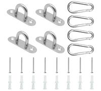 4 Pcs Ganchos Pared Con Tornillos Conjunto, Placa de Ojo Acero Inoxidable, Placa de Ojal de Placa de Ojo, Placa de Mástil de Acero Inoxidable, para Colgar Redes, Cuerdas, Hamaca, Anillas de Gimnasia