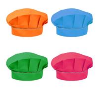 4 Pcs Gorro Chef Niños 3-13 Años, Elástico Gorros de Cocinero Profesional Niño Niña, Transpirable Infantil Sombrero Cocina para Cocinar Pintura Barbacoa Hornear (Multicolor)