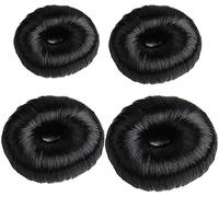 4 Pcs Hair Donut Wig Hair Bun Makers, Hair Bun Shaper Set, Fashion Bun Shapers Donut Bun Maker Hairstyle for Women and Girls (Natural Black)