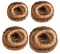 4 Pcs Hair Donut Wig Hair Bun Makers, Hair Bun Shaper Set, Fashion Bun Shapers Donut Bun Maker Hairstyle for Women and Girls (Light Brown)