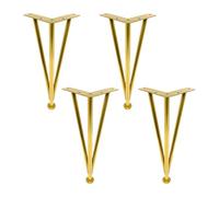 4 Pcs Hairpin Table Legs,Furniture Legs Adjustable,Metal Furniture Feet,Non-Slip/Wear-Resistant Desk Legs with Screws and Protector Feet,Gold-35cm(13.8in)