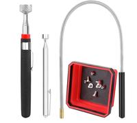 4 PCS Herramienta Magnética Extensible de Recogida con Bandeja Magnética Varilla Magnética Telescópica Flexible, Elevador Magnético Pinza de Varilla para Recoger Piezas Automóvil Objetos Metálico
