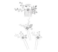 4 PCS Horquillas for el cabello de boda con flores nupciales, Horquillas for el cabello vintage Accesorios for el cabello de boda, Clips for el cabello con perlas de cristal, Clips for el cabello for