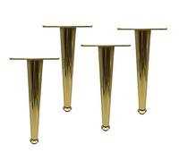4 Pcs Iron Furniture Legs, Height Adjustable TV Desk Table Legs,Metal Straight Cone Soft Legs,Replacement Support Legs,Coffee Table Legs,with Screw, gold10.5cm/4.1in