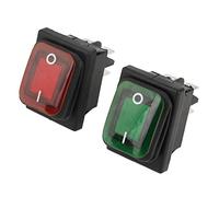 4 PCS / Iuego 220V Interruptor Basculante,4 Pin 2 Posiciones ON-OFF Rocker Boat Switch Snap Impermeable a Prueba de polvo Lámpara Verde roja Rocker Switch