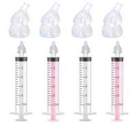 4 PCS Jeringa para Lavado Nasal Infantil 10 ml, Seguro y Cómodo Ducha Nasal para Bebé, Con 4 Cabezales de Repuesto Irrigación Nasal Reutilizable Aspirador Nasal Portátil