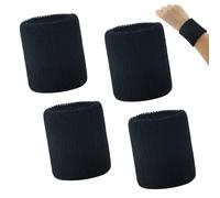 4 Pcs Juego de Muñequeras, Muñequeras absorbentes, Muñequeras Deportivas para Hombre y Mujer, Suave y Gruesa para Baloncesto, Gimnasio, Gimnasia, Tenis, Fútbol (Negro)