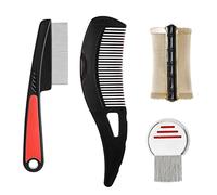 4 Pcs Kit de Peina Liendrera Piojos Peine Piojos y Liendres Cepillos para Pulgas Antipulgas Eliminar la Caspa Peine de Cuidado para Ninos Adulto Gatos y Perros, de Acero Inoxidable y Plastico