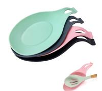4 Pcs Kitchen Silicone Big Spoon Rest, Reposa Cucharas Silicona De Grado Alimenticio, Soporte De Cuchara, Para Cocina Hogar Comedor Utensilios De Almacenamiento De Cocina (Verde, Rosa, Gris, Negro)