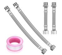 4 Pcs Latiguillos de Fontanería, Manguera de Conexión Flexible Mangueras de Grifo G3/8", Latiguillos de Grifería Mangueras Trenzadas de Acero Inoxidable Flexibles para Baños Cocinas(10 cm, 20 cm)
