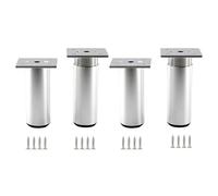 4 Pcs Metal Round Table Legs,Furniture Legs Adjustable,Furniture Feet Black/Silver 4/5/6/8/10/12/15/18/35cm,Desk Legs with Screws,DIY Replacement Legs,Sofa Legs,Silver-6cm(2.4in)