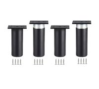 4 Pcs Metal Round Table Legs,Furniture Legs Adjustable,Furniture Feet Black/Silver 4/5/6/8/10/12/15/18/35cm,Desk Legs with Screws,DIY Replacement Legs,Sofa Legs,Black-25cm(9.8in)
