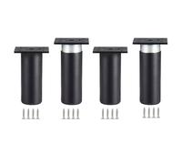 4 Pcs Metal Round Table Legs,Furniture Legs Adjustable,Furniture Feet Black/Silver 4/5/6/8/10/12/15/18/35cm,Desk Legs with Screws,DIY Replacement Legs,Sofa Legs,Black-6cm(2.4in)