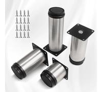 4 Pcs Metal Table Legs,Sofa Legs,Stainless Steel Furniture Leg,Non-Slip/Wear-Resistant Adjustable Furniture Feet,Desk Legs,DIY Furniture Replacement Legs,with Screws,Silver-6cm(2.4in)