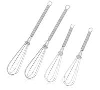 4 PCS Mini Frusta Da Cucina, Varillas de Cocina en Acero Inoxidable 13,5 cm y 18 cm, Mini Batidora Manual Resistente para Batir, Mezclar y Montar, Barillas Batir Manual Tipo Stainless Steel Wire Whisk