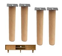 4 Pcs Modern Solid Wood Furniture Legs,Cylindrical Sofa TV Desk Table Feet, Replacements Foot for Bench Leg, Chair Sofa Cabinet Bed Legs,with Accessories(50cm/19.7in)