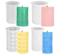 4 Pcs Moldes de Silicona para Velas, 3D Moldes de Silicona para Velas, Moldes de Resina Epoxi, Molde de silicona para velas, Moldes de Velas Cilíndricas, para DIY Jabón Velas Aromáticas