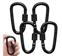 4 Pcs Mosqueton,Carabiner,Mosquetón con Cierre de Rosca,Mosquetones Aluminio Mosqueton Llavero Tipo D,Hebilla Colgante Multiusos,para Mochileros Camping Pesca Senderismo Viajes-Negro