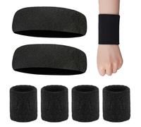 4 Pcs Muñequera Deportiva y 2 Pcs Diademas Deportivas para Cabello, Sudadera de Muñeca, Banda Elástica de Sudor, Muñequeras Deportivas para Hombre Mujere Caballeros Señoras Fútbol Tenis Gimnasia
