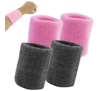 4 Pcs Muñequeras Absorbentes para Hombre y Mujer Muñequera Deportiva para Gym, Padel, Tenis, Baloncesto y Más(Gris y Rosa)