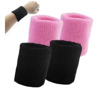 4 Pcs Muñequeras Absorbentes para Hombre y Mujer Muñequera Deportiva para Gym, Padel, Tenis, Baloncesto y Más( Rosa y Negro)