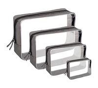 4 PCS Neceser Transparente Viaje Avion, Bolsa Aseo Transparente PVC Impermeable Bolsa de Cosmeticos, Bolsa Maquillaje de Plástico Bolsa Liquidos Avion para Hombres y Mujeres