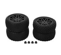 4 Pcs Neumáticos RC Off Road 1/10, 2 Delanteros 2 Traseros, Diseño Redondo con Clavos, Radio V, Caucho y Plástico, Alta Tracción Verde - Máximo Agarre, Compatibles con Múltiple (negro)