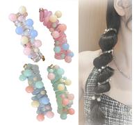 4 Pcs No Damage Soft Elastic Spiral Hair Ties, Twisted Hair Wire Pony Hairwire, Colorful Telephone Cord Scrunchies for Ponytails, for Thick Hair Ponytail Holders Accessories for Women Girl (4Pcs-c)