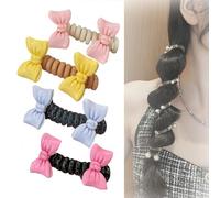 4 Pcs No Damage Soft Elastic Spiral Hair Ties, Twisted Hair Wire Pony Hairwire, Colorful Telephone Cord Scrunchies for Ponytails, for Thick Hair Ponytail Holders Accessories for Women Girl (4Pcs-d)