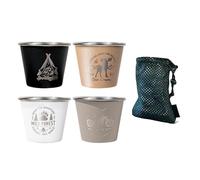 4 Pcs Outdoor Stainless Steel Cup Set - 50ml 70g Mini Camping Espresso Cup For Tea Liquor - Stackable Metal Shot Glass For Hiking Backpacking - Storage Bag