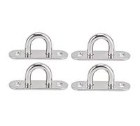 4 Pcs Oval Hooks Eyelet, 304 Stainless Steel Ceiling Hooks, Heavy Duty Anti Rust Screw Loops with 8mm Hole for Rope and Wire Fixing, Indoor Outdoor Use on Wood Brick Concrete