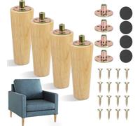 4 Pcs Patas de Madera para Muebles, 8/12/15/30/50cm Patas para Muebles de Madera Rectas, Pies para Muebles, Pies para Madera con Accesorios para Mesa, Cama, Sofá, Estantería y TV(40cm)