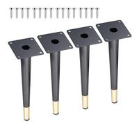 4 Pcs Patas De Mesa De Metal Resistente Alto 20cm-75cm, Pies De Soporte Ajustables Para Sofá Sillón Gabinete, Patas De Muebles De Cono Vertical Instalación De Fijación Con Tornillos(Blackgold,55cm)