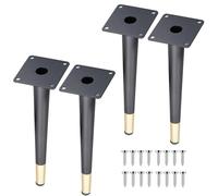 4 Pcs Patas De Muebles De Cono Vertical Acero Laminado En Frío, Pies De Soporte De Metal Altura Regulables Alto 20cm-75cm, Soldadura Firme, Estable Y Antideslizante(Blackgold,25cm)