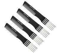 4 Pcs Peine Hueco Negro,Ahuecador De Carbono Negro,Se Utiliza Para Crear Peinados De Moda,19.3x2.6cm