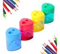 4 Pcs Pencil Sharpeners with Lid, Dual Holes Compact Colored Handheld Pencil Sharpener, Colored Handheld Sharpener Suitable, for Artists Students School Class Home Office (style2)