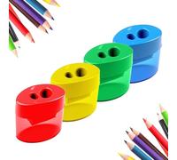4 Pcs Pencil Sharpeners with Lid, Dual Holes Compact Colored Handheld Pencil Sharpener, Colored Handheld Sharpener Suitable, for Artists Students School Class Home Office (style1)