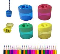 4 Pcs Pencil Sharpeners With Lid, Dual Holes Compact Colored Handheld Pencil Sharpener,Mini Portable Sharpener Plastic Durable Sharpener For Kids Adults Students School Class Home Office