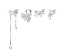 4 pcs Pendientes de arco rosa para mujeres nudos de arco de arco amor amuleto de corazón de lágrimas drop colgara dulce amor danga lágrima joyería para hermana