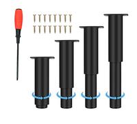 4 pcs Pies de Mueble Metal,25-43cm Pies de Mueble Negras Ajustables,Altura Ajustable 0-180mm,Capacidad de Carga Hasta 800 KG,Patas de Mueble para Mueble TV Sofá Silla Cuarto de Baño con Destornillador