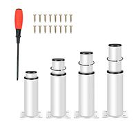 4 pcs Pies de Mueble Metal,8-12cm Pies de Mueble Blanco Ajustables,Altura Ajustable 0-40mm,Capacidad de Carga Hasta 800 KG,Patas de Mueble para Mueble TV Sofá Silla Cuarto de Baño con Destornillador