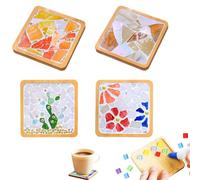 4 PCS Posavasos DIY Mosaico Azulejos Vidrio Colores Manualidades Artes