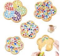 4 PCS Posavasos DIY Mosaico Azulejos Vidrio Colores Manualidades Artes