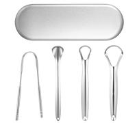 4 Pcs Raspador de Lengua, Tongue Scraper, Limpiador de Lengua Metálico, Limpiador Lenguas, Raspadores Lingua para Adultos Mujeres Hombres, Cuidado Bucal y Aaliento Fresco(con Estuche) (plata)